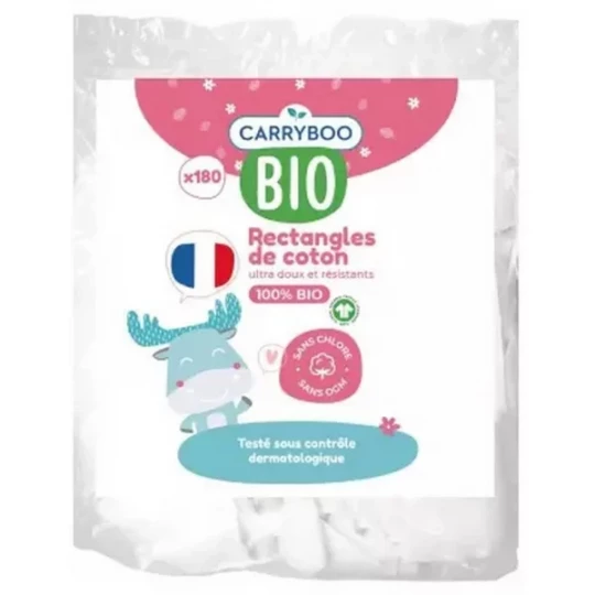 Carryboo Rectangles de Coton Bio Rectangles x 180