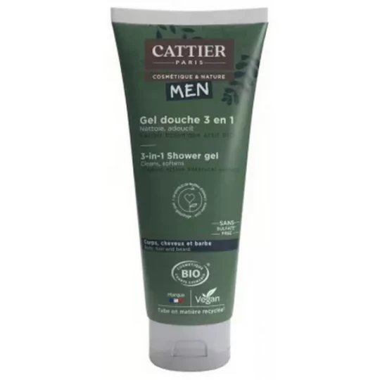 Cattier Men Gel Douche 3 en 1 Bio 200 ml