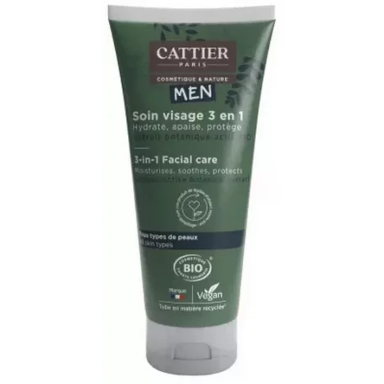 Cattier Men Soin Visage 3 en 1 Bio 50 ml