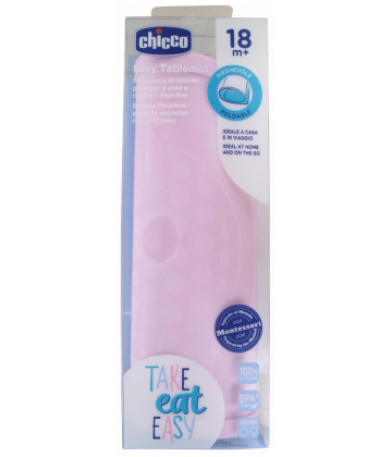 Chicco Set de Table en Silicone 18 Mois et + - Couleur : Rose pâle
