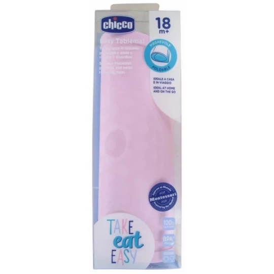 Chicco Set de Table en Silicone 18 Mois et + - Couleur : Rose pâle