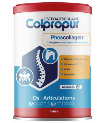 Colpropur Phoscollagen Os Articulations 340 g - Saveur : Fraise