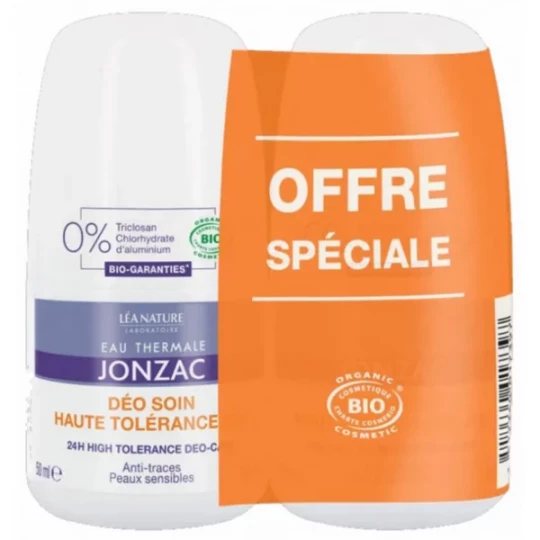 Eau Thermale Jonzac Déo Soin Haute Tolérance 24h Bio 50 ml x 2