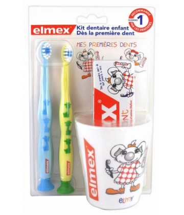 Elmex Kit Dentaire Enfant - Couleur : Bleu & Jaune