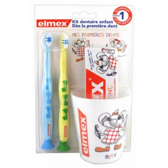 Elmex Kit Dentaire Enfant - Couleur : Bleu & Jaune