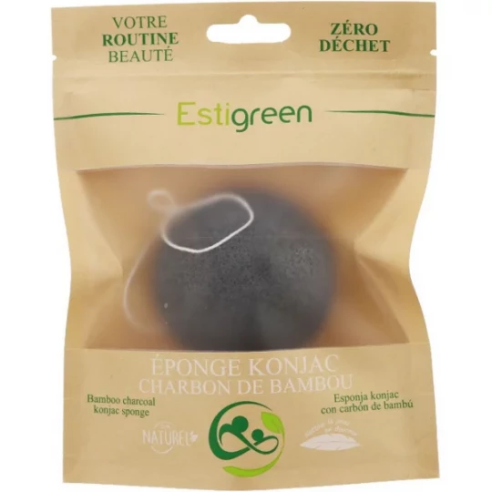 Estigreen Éponge Konjac Charbon de Bambou