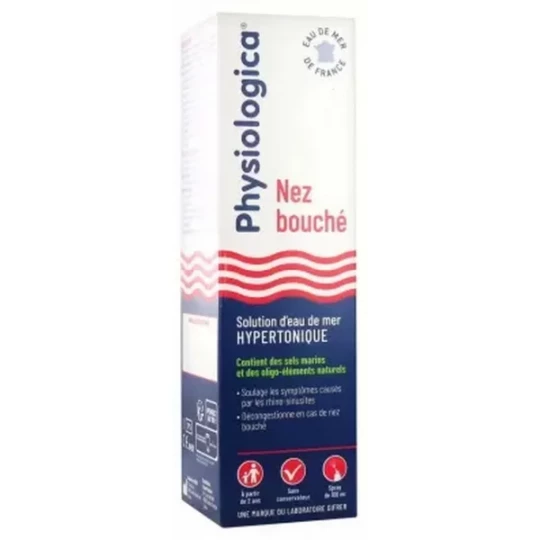 Gifrer Physiologica Solution d'Eau de Mer Hypertonique Nez Bouché Spray 100 ml
