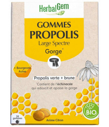 HerbalGem Gommes Propolis Large Spectre Bio Gommes x 24