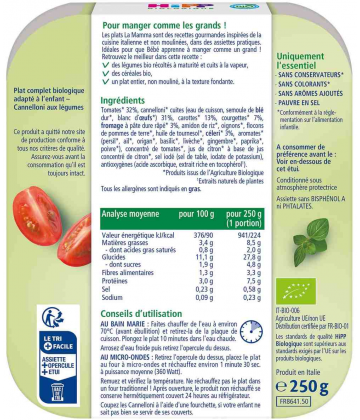 HiPP La Mamma Cannelloni aux Légumes dès 15 Mois Bio 250 g