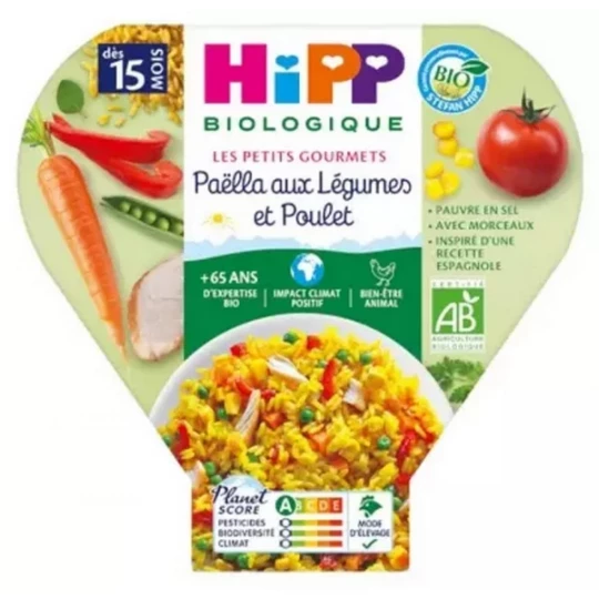 HiPP Les Petits Gourmets Paëlla aux Légumes et Poulet dès 15 Mois Bio 250 g