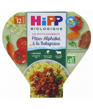HiPP Les Petits Gourmets Pâtes Alphabet à la Bolognaise dès 12 Mois Bio 230 g