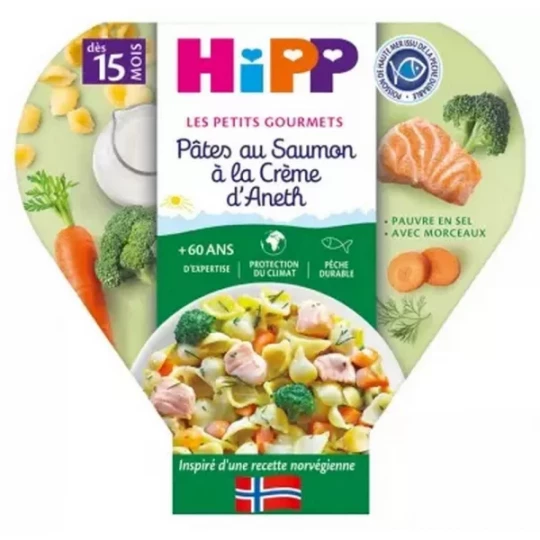 HiPP Les Petits Gourmets Pâtes au Saumon à la Crème d'Aneth dès 15 Mois 250 g