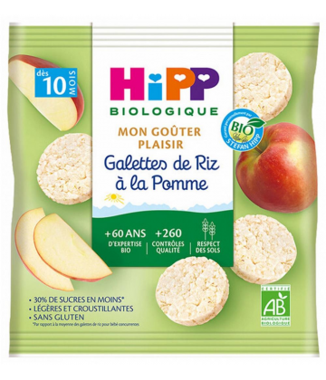 HiPP Mon Goûter Plaisir Galettes de Riz à la Pomme dès 10 Mois Bio 30 g