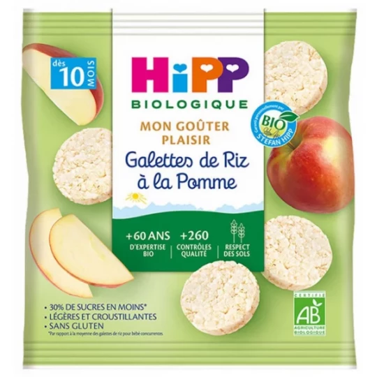 HiPP Mon Goûter Plaisir Galettes de Riz à la Pomme dès 10 Mois Bio 30 g