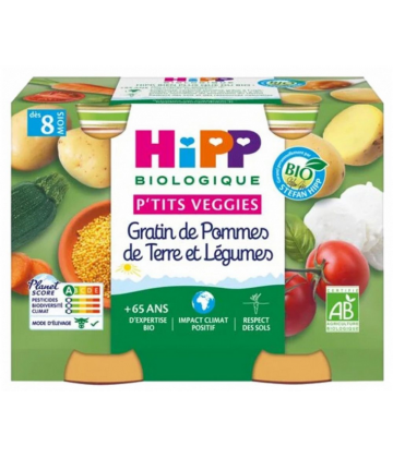 HiPP P tits Veggies Gratin de Pommes de Terre et Légumes dès 8 Mois Bio Pots x 2