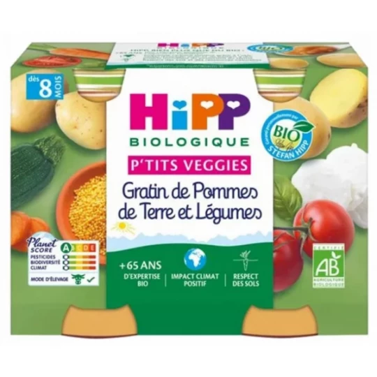 HiPP P tits Veggies Gratin de Pommes de Terre et Légumes dès 8 Mois Bio Pots x 2