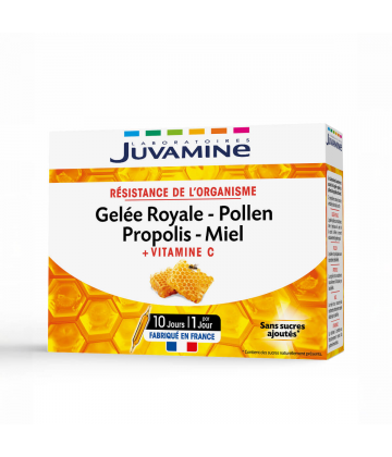 Juvamine Gelée Royale Pollen Propolis Miel + Vitamine C Ampoules x 10