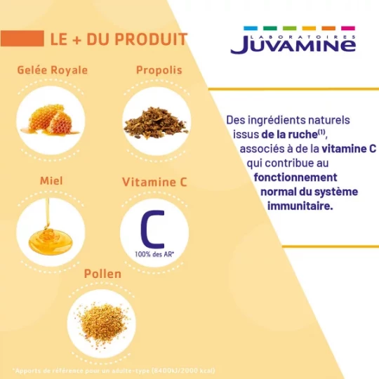 Juvamine Gelée Royale Pollen Propolis Miel + Vitamine C Ampoules x 10 - image 4