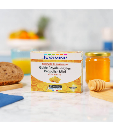 Juvamine Gelée Royale Pollen Propolis Miel + Vitamine C Ampoules x 10