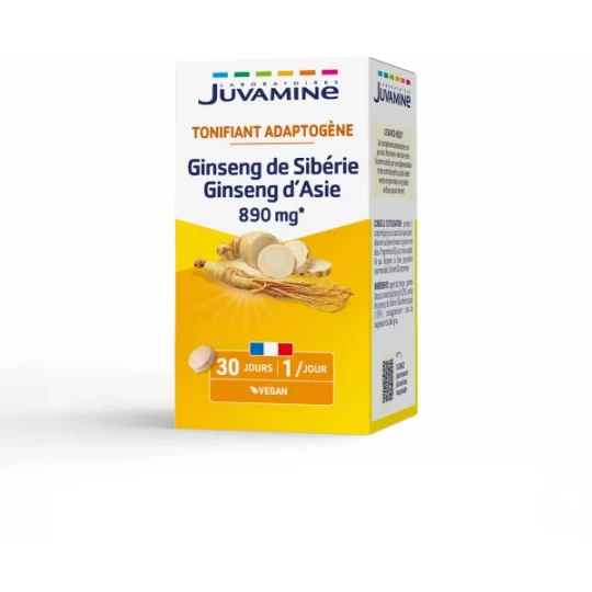 Juvamine Ginseng de Sibérie Ginseng d'Asie Comprimés x 30