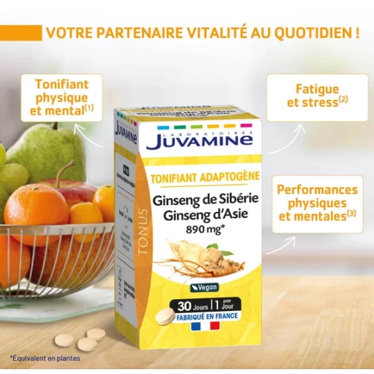 Juvamine Ginseng de Sibérie Ginseng d'Asie Comprimés x 30 - image 3