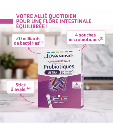 Juvamine ProBiotiques Ultra 20 Milliards Sticks x 10
