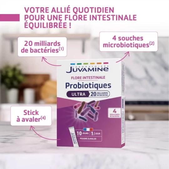 Juvamine ProBiotiques Ultra 20 Milliards Sticks x 10 - image 2