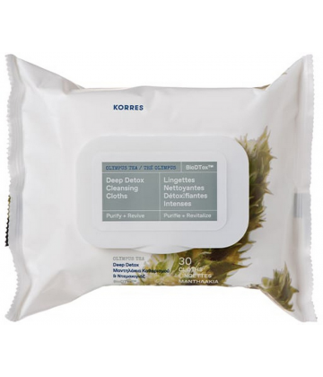 Korres Lingettes Nettoyantes Détoxifiantes Intenses 30 Lingettes