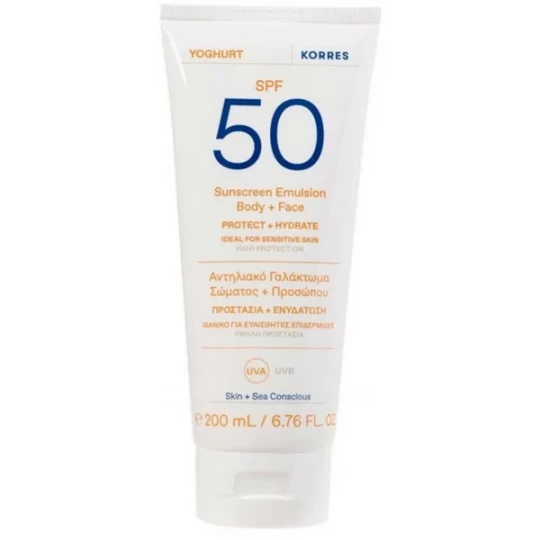 Korres Yoghurt Émulsion Solaire Corps Visage SPF50 200 ml