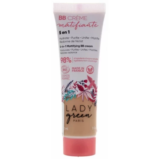 Lady Green BB Crème Matifiante 5en1 Bio 30 ml