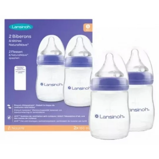 Lansinoh Natural Wave 2 Biberons 1 Mois et + 160 ml