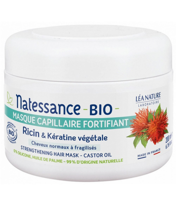 Natessance Masque Capillaire Fortifiant Ricin Bio Kératine Végétale 200 ml