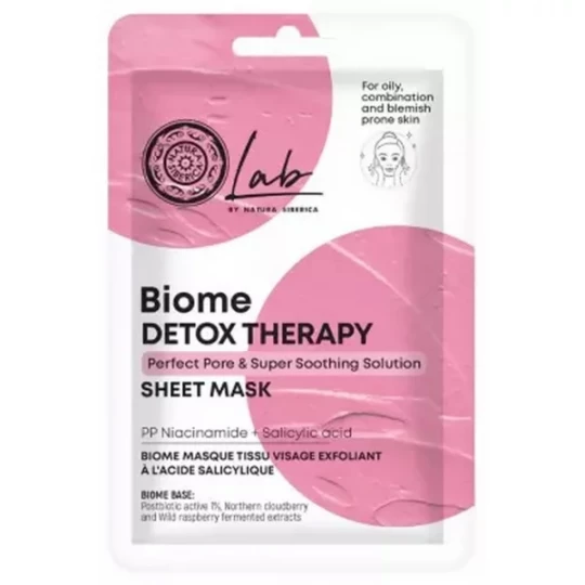 Natura Siberica Lab Biome Détox Therapy Masque Tissu Lissant Réducteur de Pores 25 g
