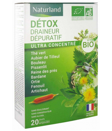 Naturland Détox Draineur Dépuratif Bio Ampoules 10 ml x 20