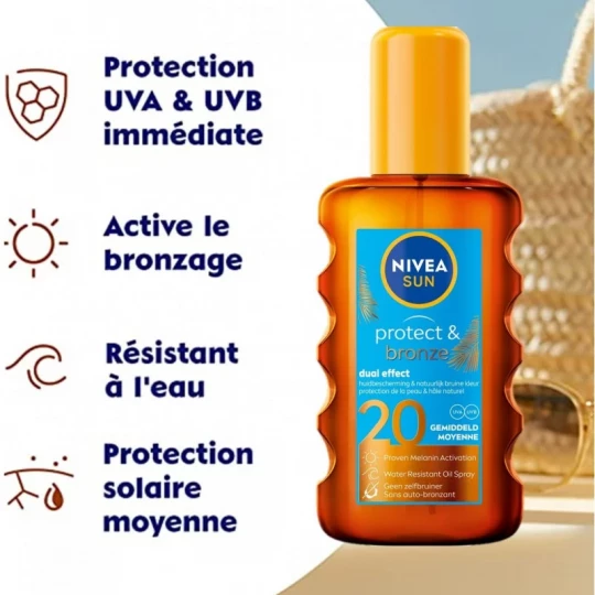 Nivea Sun Protect Bronze Huile Sèche Solaire SPF20 200 ml - image 5