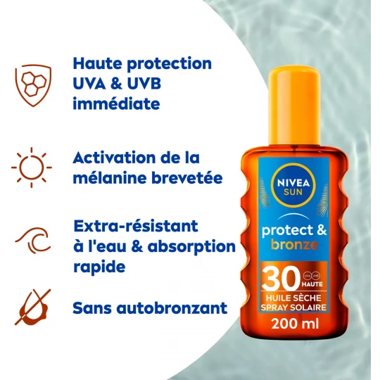 Nivea Sun Protect Bronze Huile Sèche Solaire SPF30 200 ml - image 4