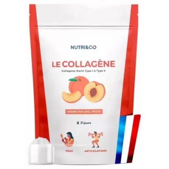 NutriCo Collagène Marin Type I II Arôme Pêche 190 g