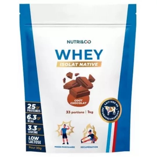 NutriCo Whey Isolat Native 1 kg - Goût : Chocolat
