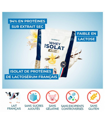 NutriCo Whey Isolat Native 1 kg - Goût : Vanille