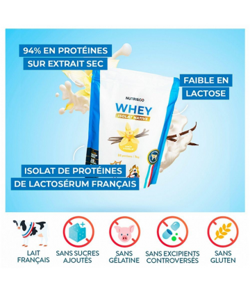 NutriCo Whey Isolat Native 1 kg - Goût : Vanille