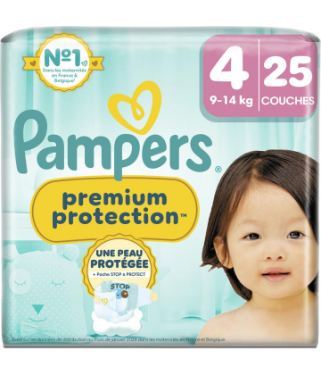 Pampers Premium Protection Couches Taille 4 (9-14 kg) x 25