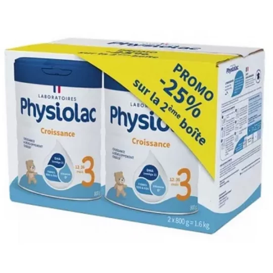 Physiolac Croissance 3 12 à 36 Mois 800 g x 2