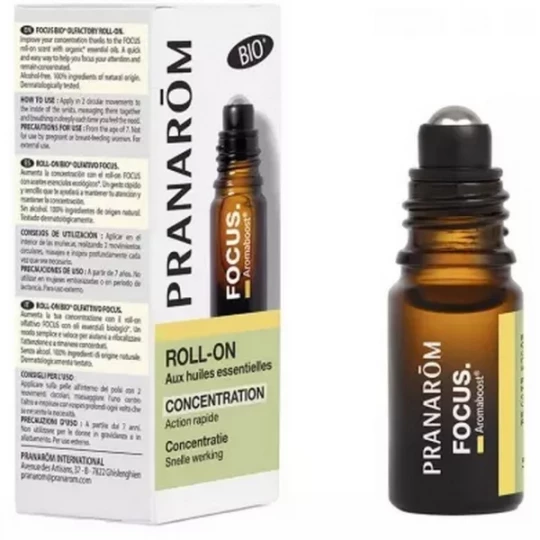 Pranarôm Aromaboost Focus - Concentration Roll-On aux Huiles Essentielles Bio 5 ml