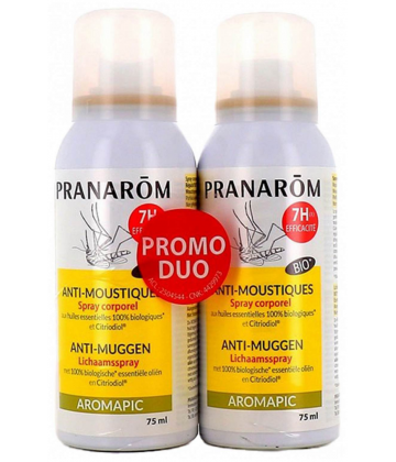 Pranarôm Aromapic Spray Corporel Anti-Moustiques Bio 75 ml x 2