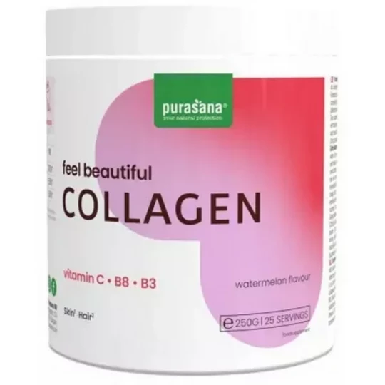 Purasana Feel Beautiful Collagène Poudre Saveur Pastèque 250 g
