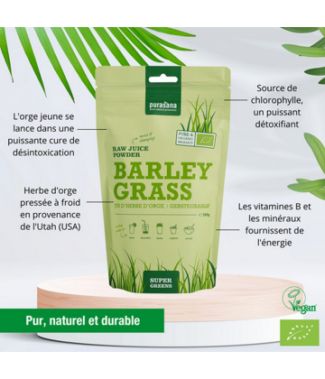 Purasana Poudre de Jus d Herbe d Orge Bio 200 g