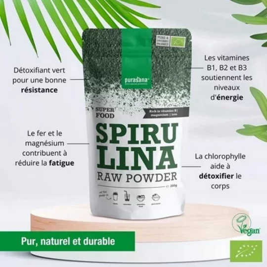 Purasana Spiruline en Poudre Bio 200 g - image 2