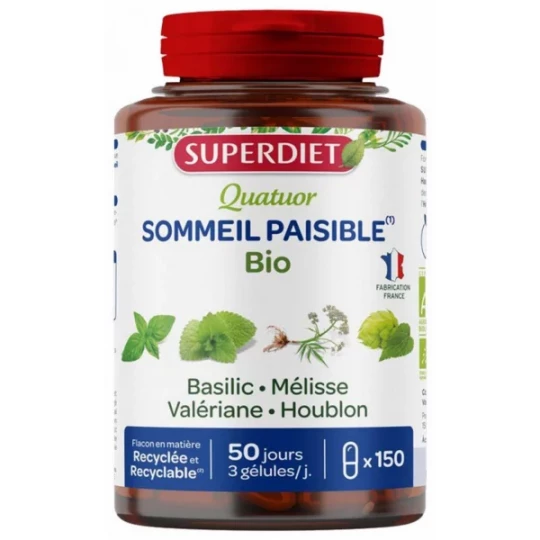 Superdiet Quatuor Mélisse Sommeil Paisible Bio Gélules x 150