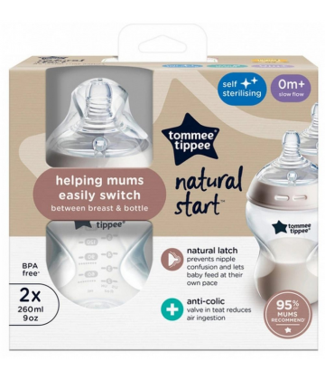 Tommee Tippee Closer to Nature Biberons 0 Mois et + Couleur Transparent 2 x 260 ml