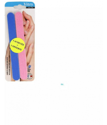 Vitry 10 Limes à Ongles sur Bois 18 cm - Couleur : Bleu et Rose